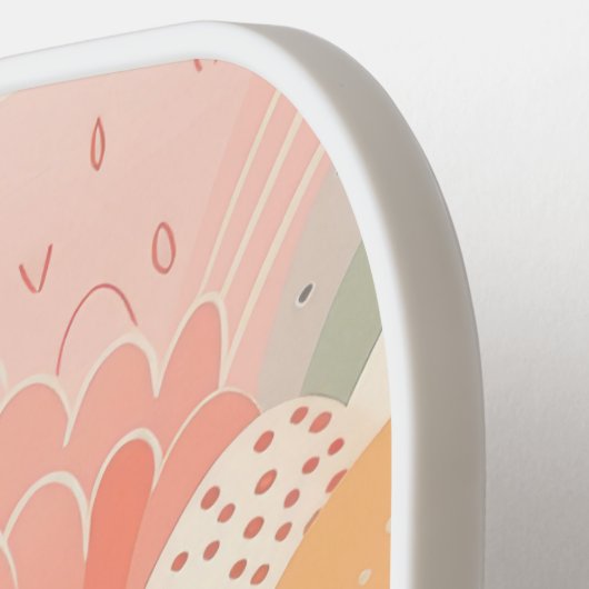 Boho Sunset Peach & Pink Abstract gepersonaliseerd Pickleball Paddle (Links Detail)