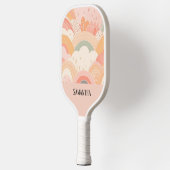 Boho Sunset Peach & Pink Abstract gepersonaliseerd Pickleball Paddle (Links)