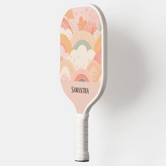Boho Sunset Peach & Pink Abstract gepersonaliseerd Pickleball Paddle (Links)