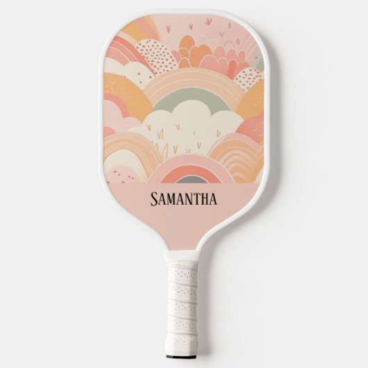 Boho Sunset Peach & Pink Abstract gepersonaliseerd Pickleball Paddle (Achterkant)