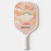 Boho Sunset Peach & Pink Abstract gepersonaliseerd Pickleball Paddle (Voorkant)