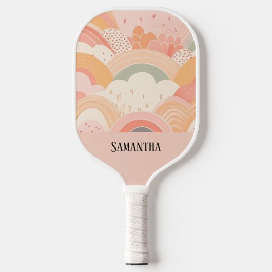 Boho Sunset Peach & Pink Abstract gepersonaliseerd Pickleball Paddle (Voorkant)