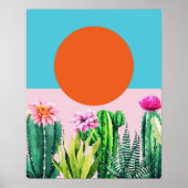 Boho Sunset Retro Floral Abstract Collage Poster (Voorkant)