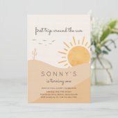Boho Sunshine 1st reis rond de zon Birthday Inv Kaart (Staand voorkant)