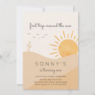 Boho Sunshine 1st reis rond de zon Birthday Inv Kaart