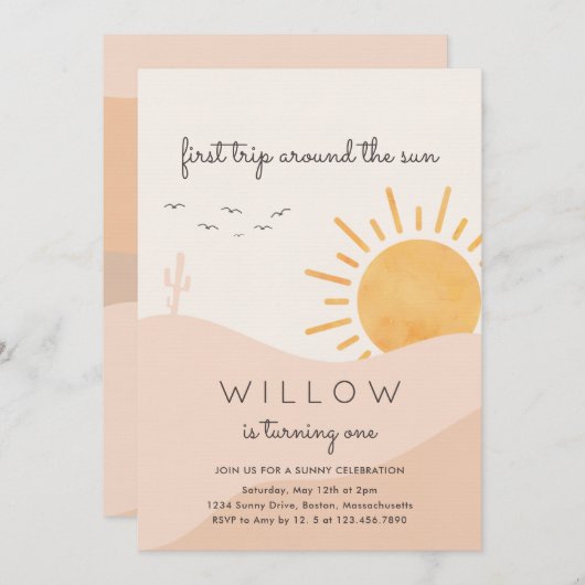 Boho Sunshine 1st reis rond de zondag Kaart (Voorkant / Achterkant)