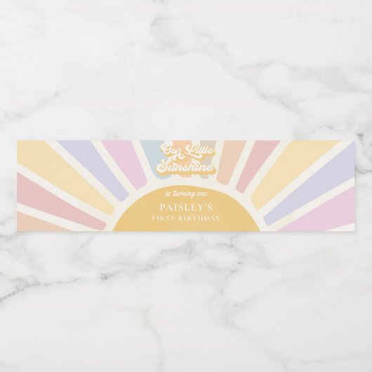 Boho Sunshine 1st reis rond de zondag Waterfles Etiket (Enkel label)