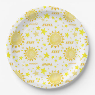 Boho Sunshine 1st Verjaardag Party Papieren Borden Bordje