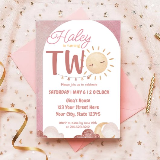 Boho Sunshine 2e Verjaardagsfeestje Waterverf Kaart