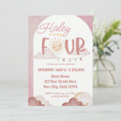 Boho Sunshine 4e Verjaardagsfeestje Waterverf Kaart (Staand voorkant)