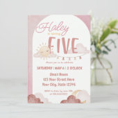 Boho Sunshine 5e Verjaardagsfeestje Waterverf Kaart (Staand voorkant)