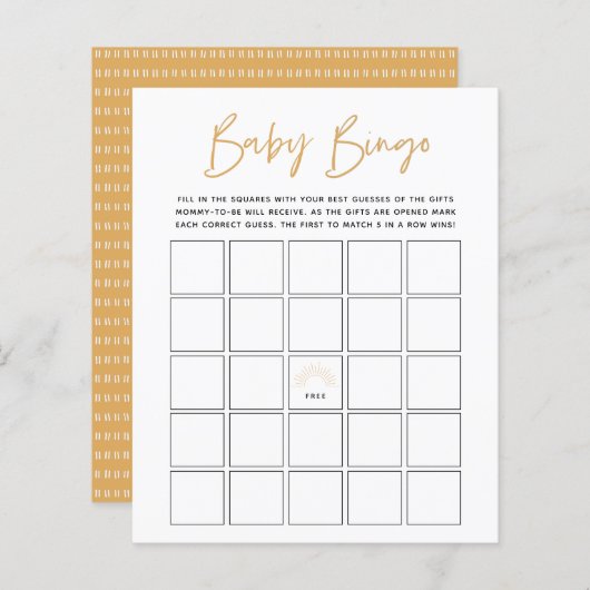 Boho Sunshine Baby Bingo Game (Voorkant / Achterkant)