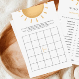 Boho Sunshine Baby shower Bingo Activiteit Spellet