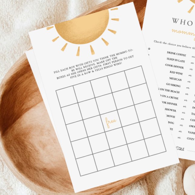 Boho Sunshine Baby shower Bingo Activiteit Spellet (Creator heeft geüpload)