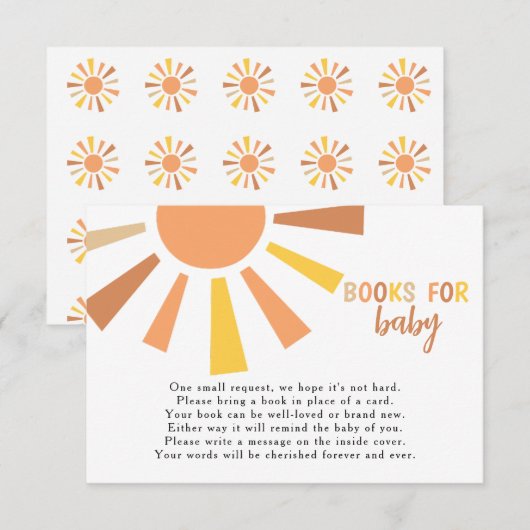 Boho Sunshine Baby shower Boekaanvraag Bedankkaart (Voorkant / Achterkant)