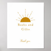 Boho Sunshine Baby shower Boeken en cadeaubordje Poster (Voorkant)