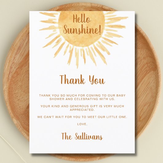 Boho Sunshine Baby shower Dank je wel Briefkaart