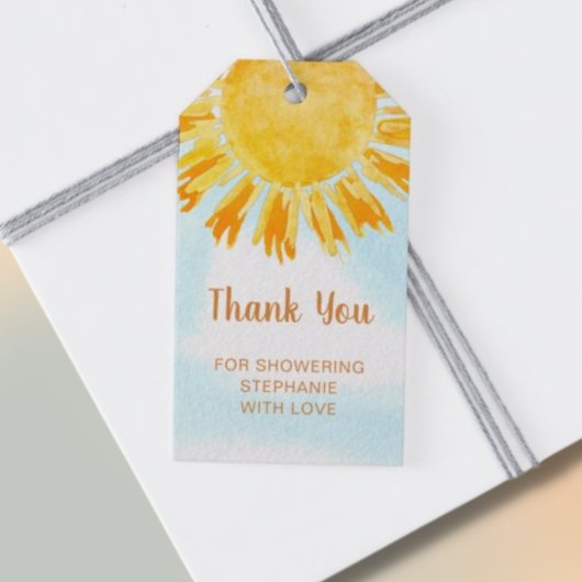 Boho Sunshine Baby shower Dank je wel Cadeaulabel