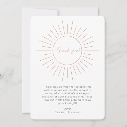 Boho Sunshine Baby shower Dank u kaart (Voorkant)