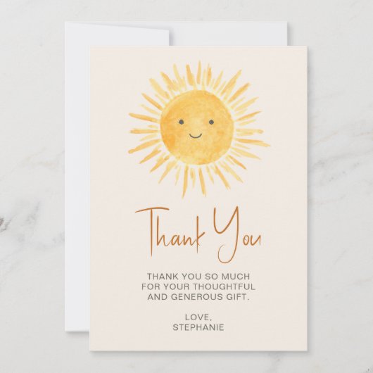 Boho Sunshine Baby shower Dank u kaart (Voorkant)