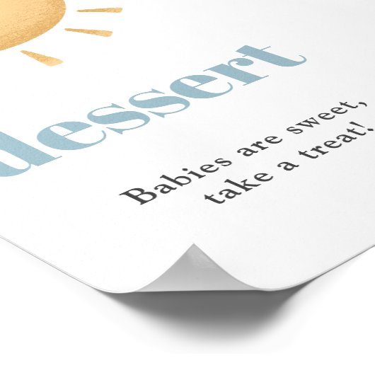 Boho Sunshine Baby shower Dessert Sign Poster (Hoek)