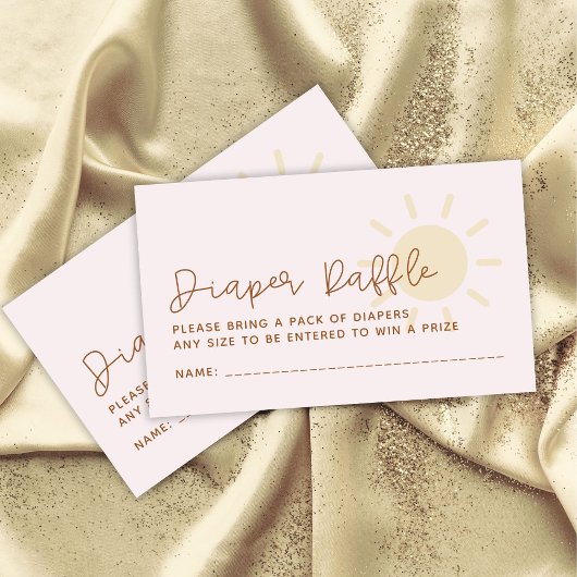 Boho Sunshine Baby shower Diaper Raffle Informatiekaartje
