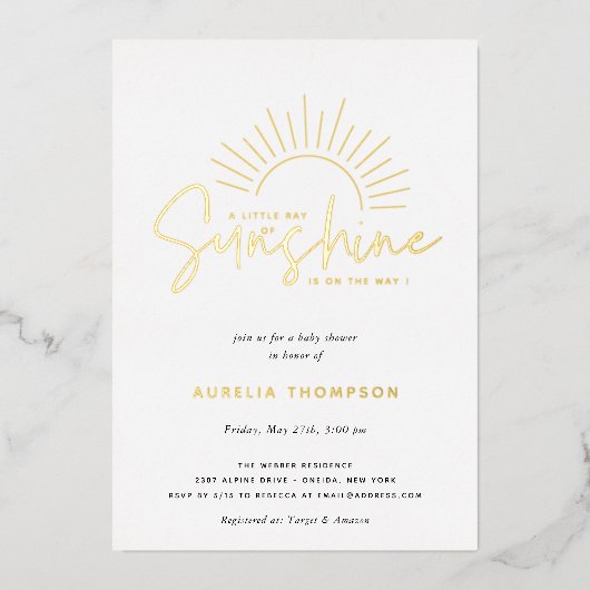 Boho Sunshine Baby shower Folie Uitnodiging (Voorkant)