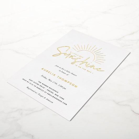 Boho Sunshine Baby shower Folie Uitnodiging (Gedraaid)