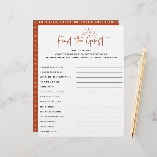 Boho Sunshine Baby shower Guest (Voorkant / Achterkant in situ)