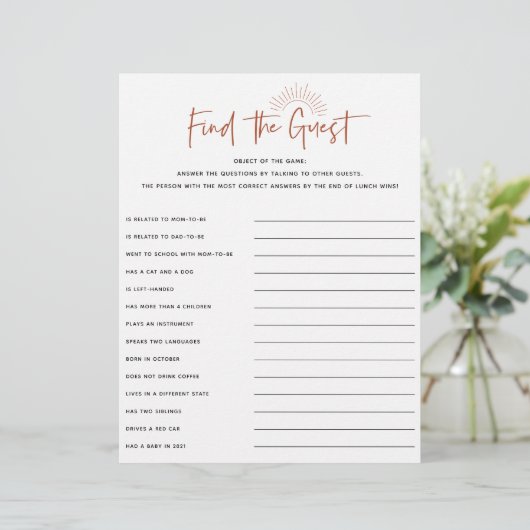 Boho Sunshine Baby shower Guest (Staand voorkant)