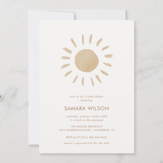 Boho Sunshine Baby shower Invitation Kaart (Voorkant)