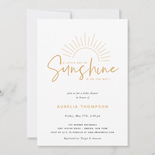 Boho Sunshine Baby shower Invitation Kaart (Voorkant)