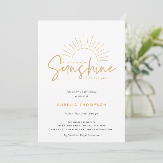 Boho Sunshine Baby shower Invitation Kaart (Staand voorkant)