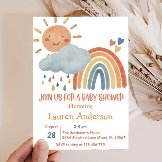 Boho Sunshine Baby shower Invitation Kaart