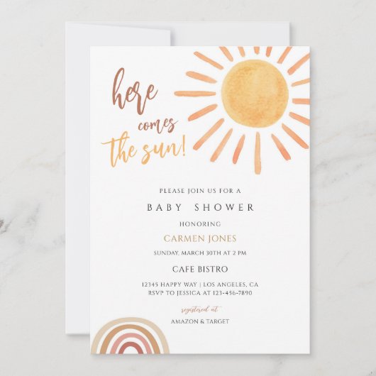 Boho Sunshine Baby Shower Kaart (Voorkant)