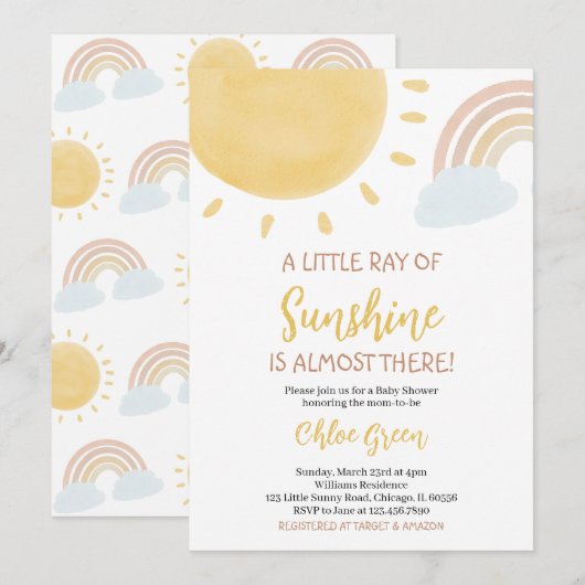 Boho Sunshine Baby shower Kaart (Voorkant / Achterkant)