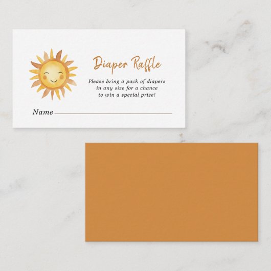 Boho Sunshine Baby shower Luier Raffle Informatiekaartje (Voorkant / Achterkant)