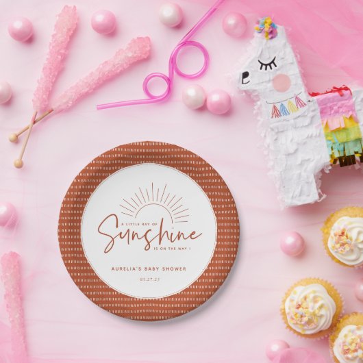 Boho Sunshine Baby shower Papieren Bordje (Feest)