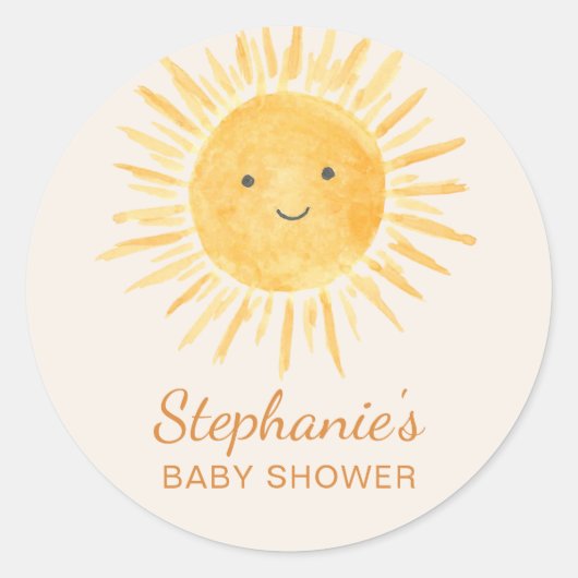 Boho Sunshine Baby shower Ronde Sticker (Voorkant)