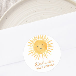 Boho Sunshine Baby shower Ronde Sticker