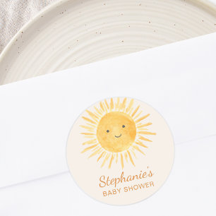 Boho Sunshine Baby shower Ronde Sticker