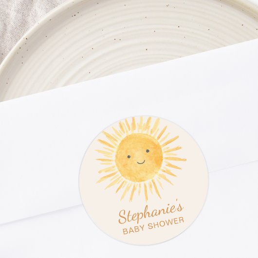 Boho Sunshine Baby shower Ronde Sticker