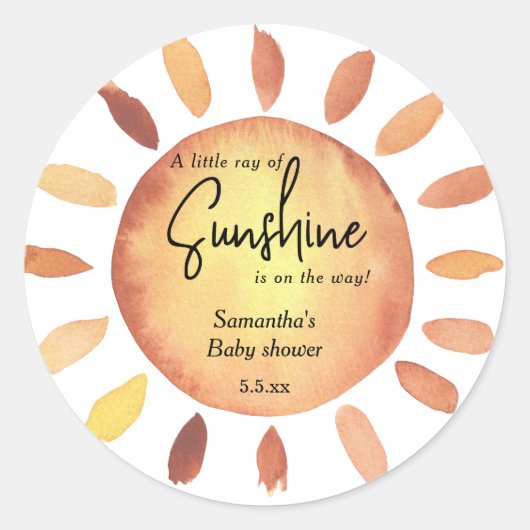 Boho Sunshine baby shower Ronde Sticker (Voorkant)