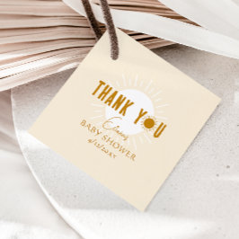Boho Sunshine Baby shower Square Dank u Bedankjes Labels