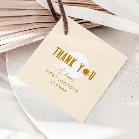 Boho Sunshine Baby shower Square Dank u Bedankjes Labels