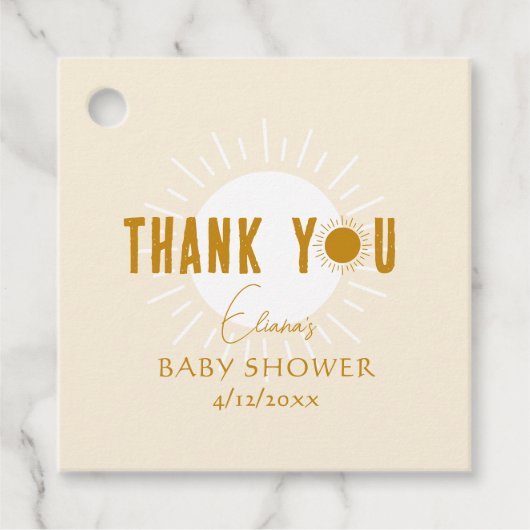 Boho Sunshine Baby shower Square Dank u Bedankjes Labels (Voorkant)