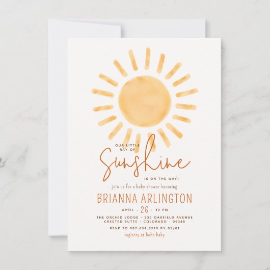 Boho Sunshine | Baby shower van de soort "Sun Thme Kaart (Voorkant)