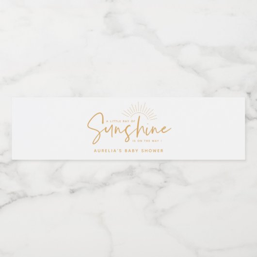 Boho Sunshine Baby shower Waterfles Etiket (Enkel label)