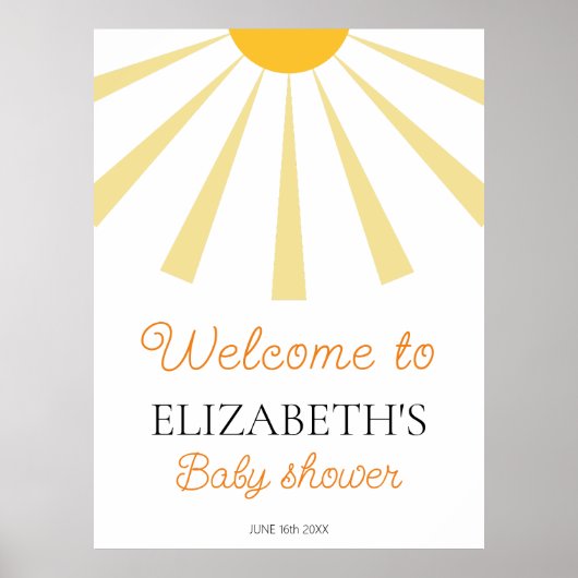 Boho Sunshine Baby shower Welkomstbord Poster (Voorkant)
