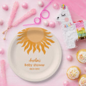 Boho Sunshine Baby shower Yellow Sun Papieren Bordje (Feest)
